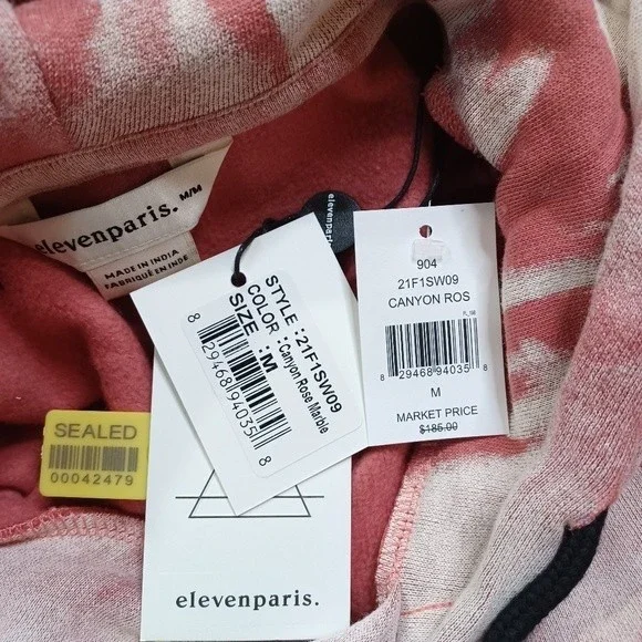 ELEVEN PARIS Cotton Marble Hoodie sz Medium